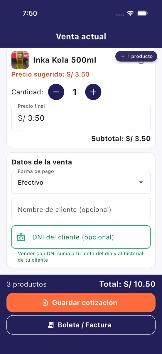 App EmiteYa: registrar una venta con su cliente